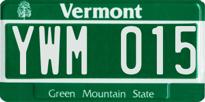 VT license plate YWM015