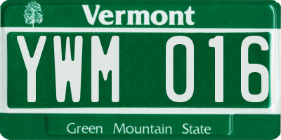 VT license plate YWM016