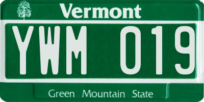 VT license plate YWM019