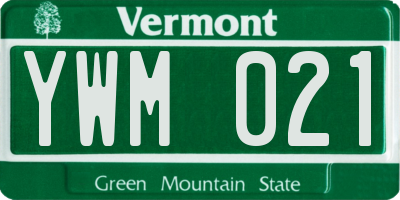 VT license plate YWM021