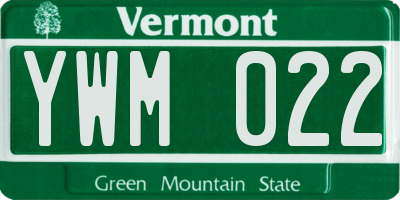 VT license plate YWM022