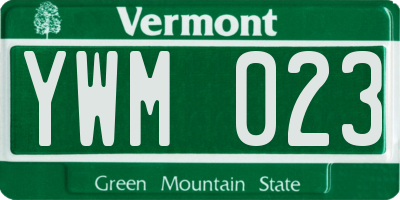 VT license plate YWM023
