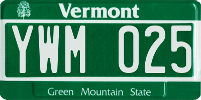 VT license plate YWM025
