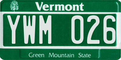 VT license plate YWM026