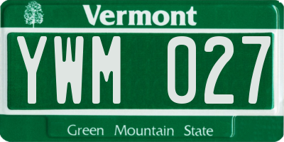 VT license plate YWM027