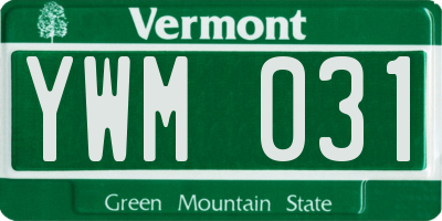 VT license plate YWM031