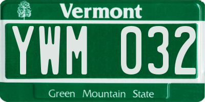 VT license plate YWM032