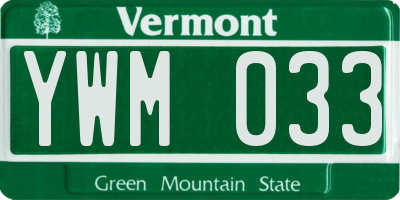 VT license plate YWM033