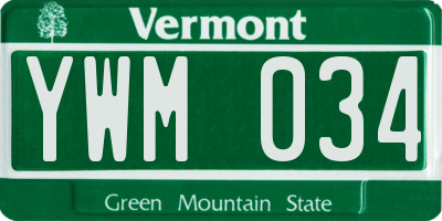 VT license plate YWM034