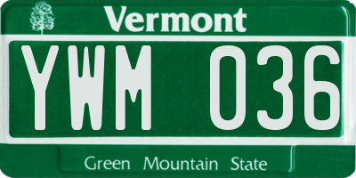 VT license plate YWM036