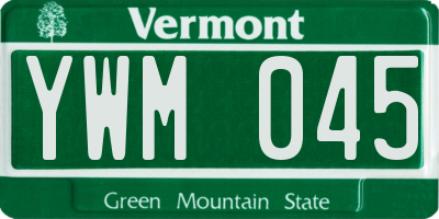 VT license plate YWM045