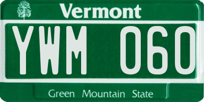 VT license plate YWM060