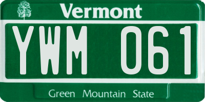 VT license plate YWM061