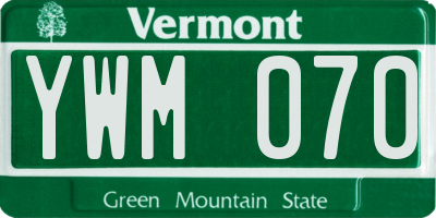VT license plate YWM070