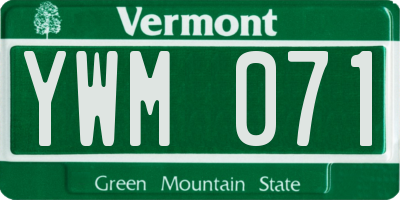 VT license plate YWM071