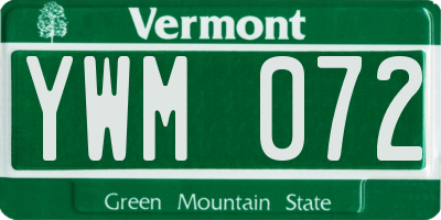 VT license plate YWM072
