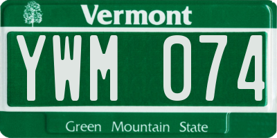 VT license plate YWM074