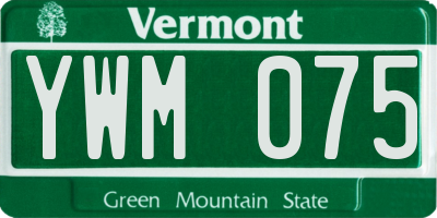 VT license plate YWM075