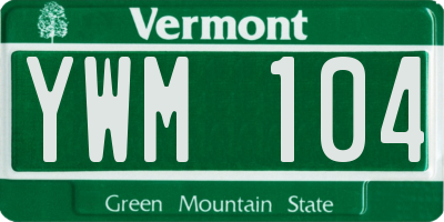 VT license plate YWM104