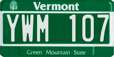 VT license plate YWM107