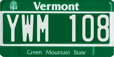 VT license plate YWM108