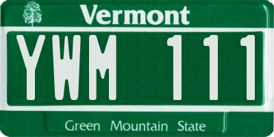 VT license plate YWM111