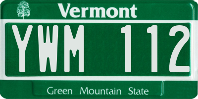 VT license plate YWM112