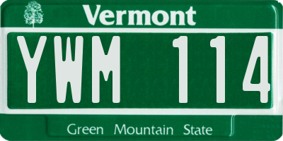 VT license plate YWM114