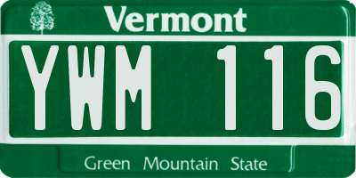 VT license plate YWM116