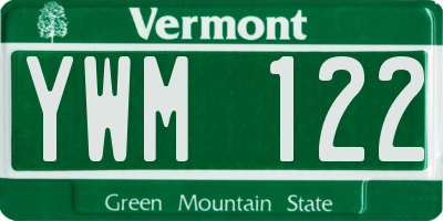 VT license plate YWM122