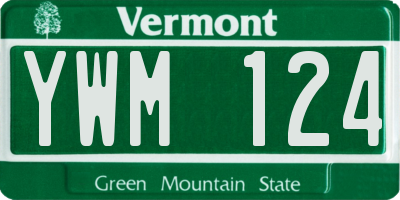 VT license plate YWM124