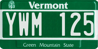 VT license plate YWM125