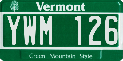 VT license plate YWM126