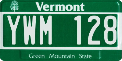 VT license plate YWM128