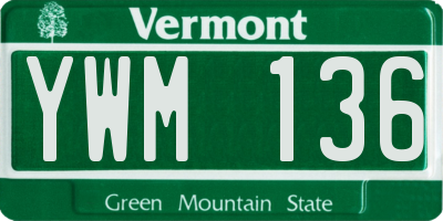 VT license plate YWM136