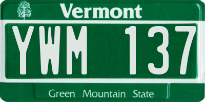 VT license plate YWM137