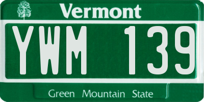 VT license plate YWM139