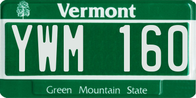 VT license plate YWM160