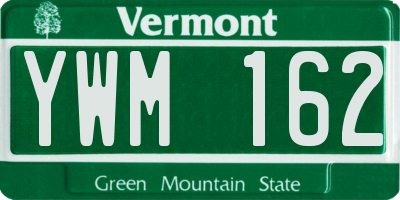 VT license plate YWM162