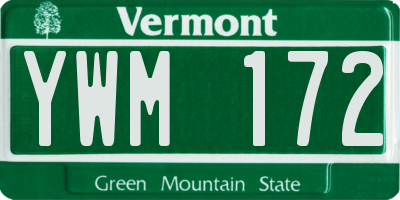 VT license plate YWM172
