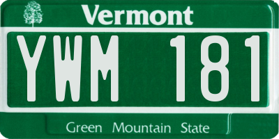 VT license plate YWM181