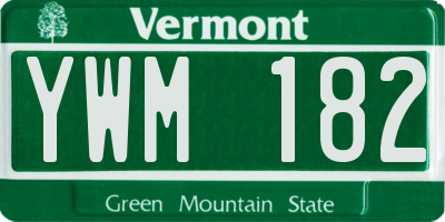 VT license plate YWM182