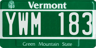 VT license plate YWM183