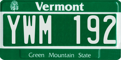 VT license plate YWM192