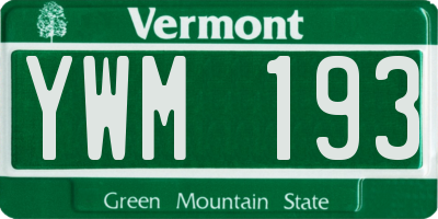 VT license plate YWM193