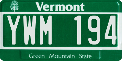 VT license plate YWM194