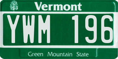 VT license plate YWM196