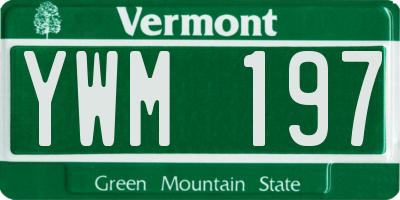 VT license plate YWM197