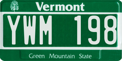 VT license plate YWM198