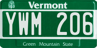VT license plate YWM206